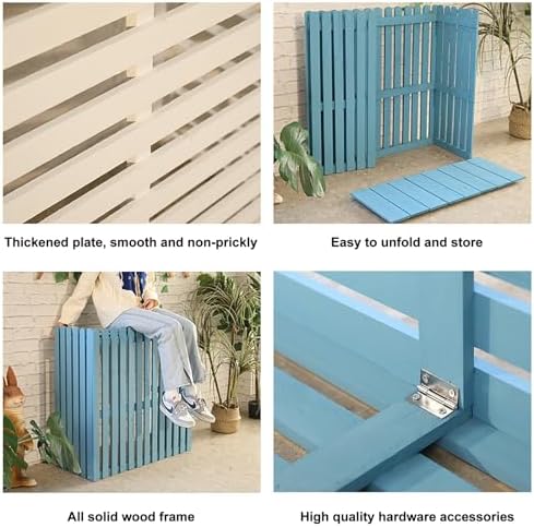Solid Wood Air Conditioning Flower Stand, Plant Display Rack, Air Conditioner Fence Screen, Wooden Air Conditioner Cover, Decorative Air Conditioner Fence (Col