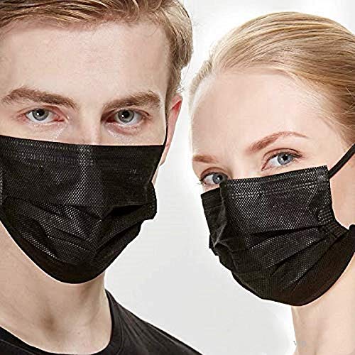 NNPCBT 100PCS 3 Ply Black Disposable Face Mask Filter Protection Face 