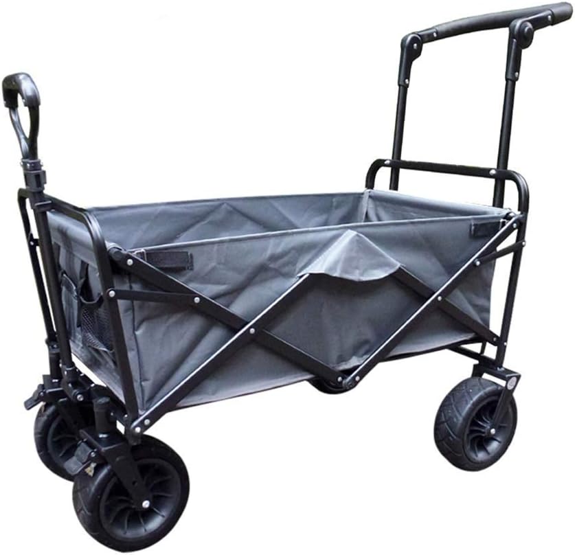 Household Folding Garden Trolley Cart Heavy Duty Wagon Multi-Function Shopping Cart for Outdoor Camping Pull Truck(Gray)(Grey)/Gray