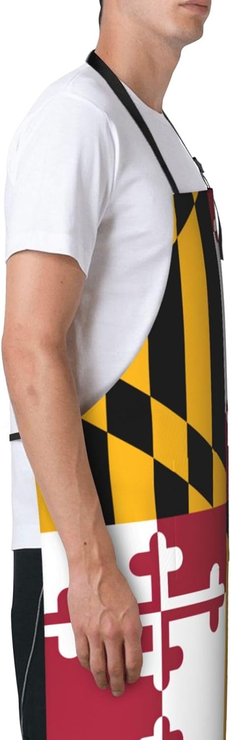 Maryland State Flag print Waterproof chef's apron with pocket apron fo