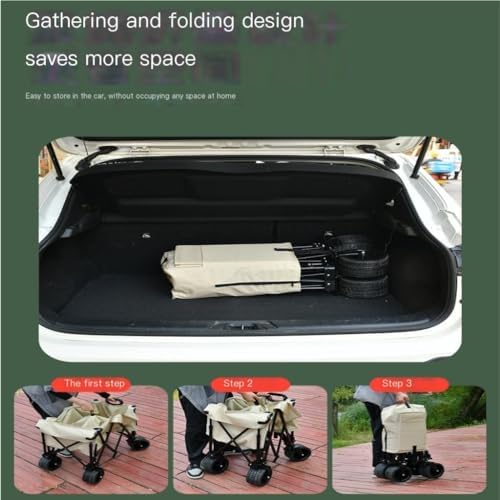 Portable Camping Cart,Outdoor Folding Beach Cart with Rear Door for Ca