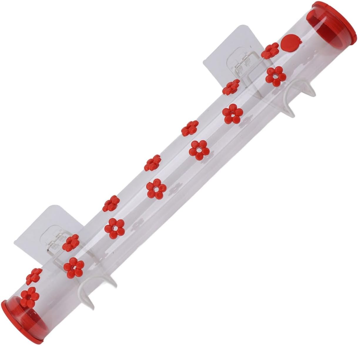 lyrlody Window Hummingbird Feeder 14 Ports Clear Acrylic Bird Feeder for Window with Flower Shaped Feeding Holes Secure Stable Attracts Multiple Hummingbirds