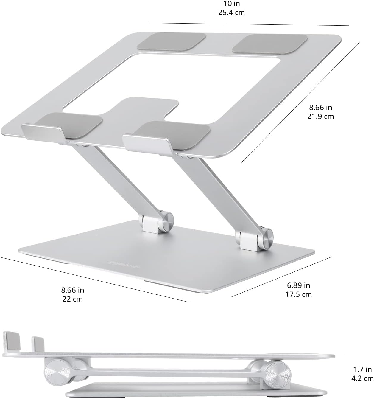 Amazon Basics Sturdy and Portable Ergonomic Laptop Stand for Desk, Hei