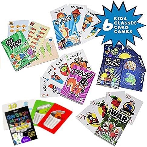Regal Games Card Games for Kids - Go Fish, Crazy 8's, Old Maid, Slap J