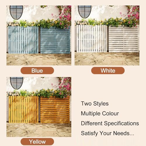Solid Wood Air Conditioning Flower Stand, Plant Display Rack, Air Conditioner Fence Screen, Wooden Air Conditioner Cover, Decorative Air Conditioner Fence (Col
