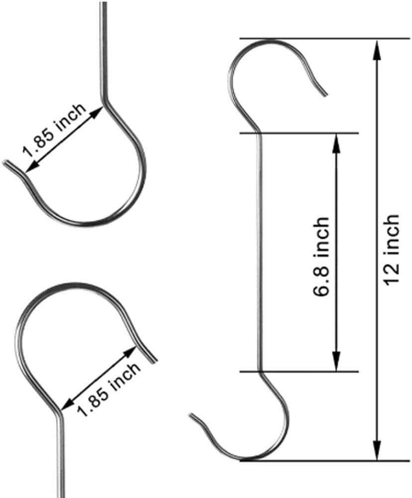 6 Pack Extra Large S Hooks for Hanging Plants, 16 Inch / 12 Inch Long 