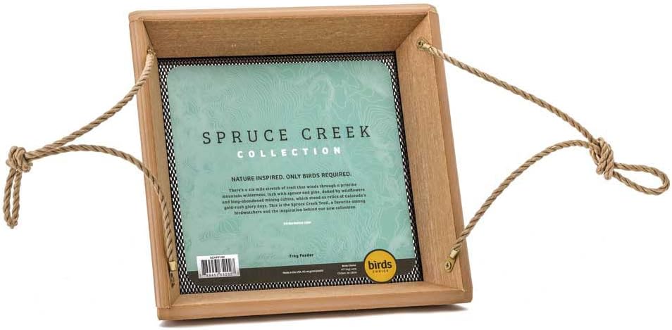 Birds Choice SCHPF100 Hanging Tray Bird Feeder, Spruce Creek Collection, Recycled Plastic,Natural Teak