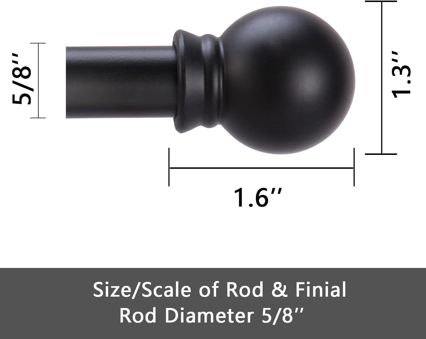 Curtain Rods for windows 32-48 inch, 5/8 inch Decorative Curtain Rod S