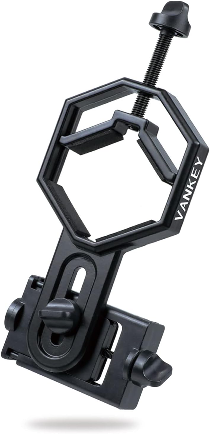 VANKEY Large Telescope Phone Mount, Metal Phone Adapter for Spotting Scope, Monocular, Binocular - Fits iPhone, Samsung and More Smartphone (Bluesky V1-L)