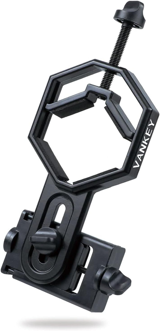VANKEY Large Telescope Phone Mount, Metal Phone Adapter for Spotting Scope, Monocular, Binocular - Fits iPhone, Samsung and More Smartphone (Bluesky V1-L)