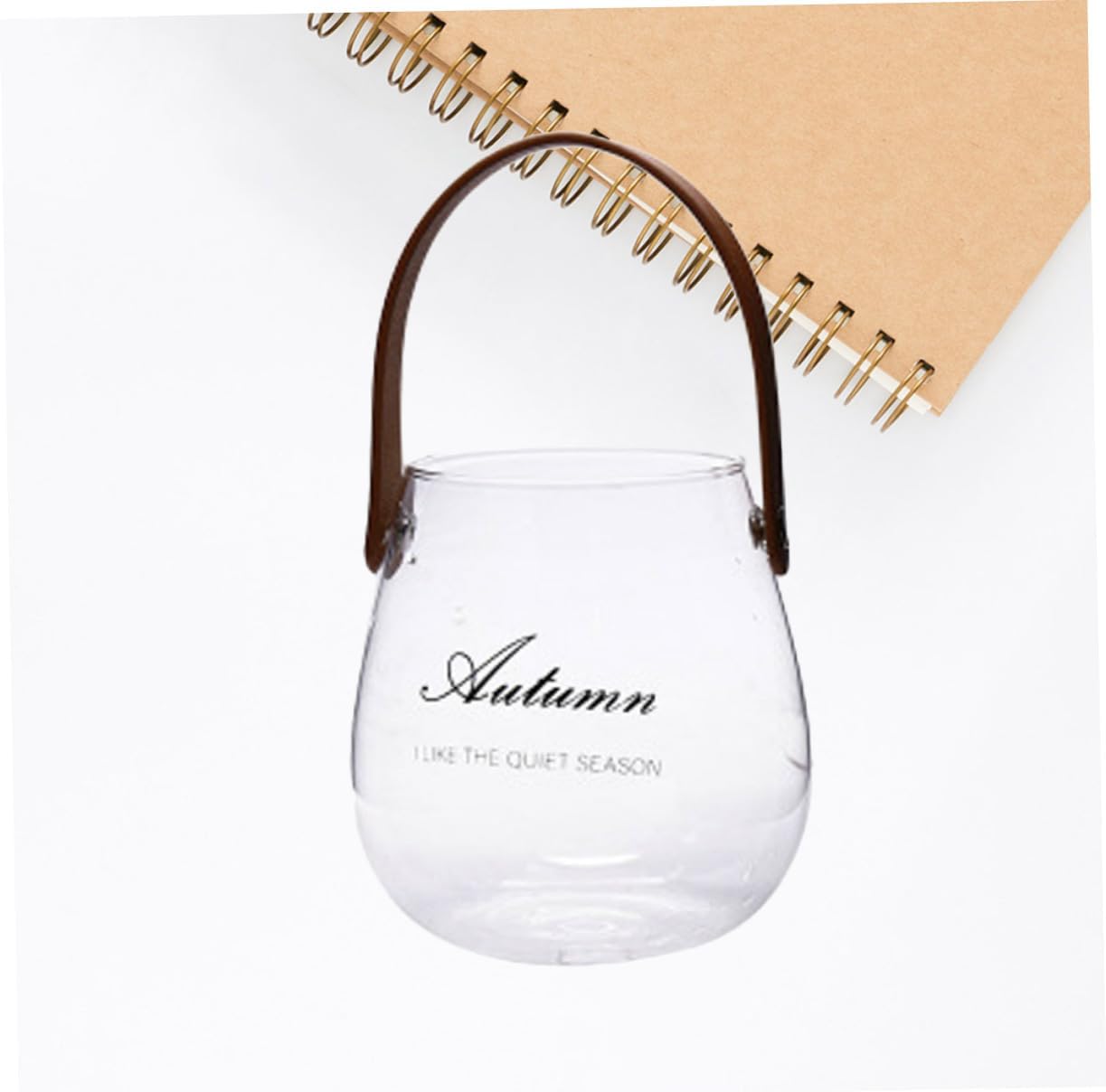 PRETYZOOM Leather Handheld Glass Planter Air Plant Pot Tea Light Container Succulent Vase Wall Decor Accessory Home Office Decor Elegant Storage Bottle s Size