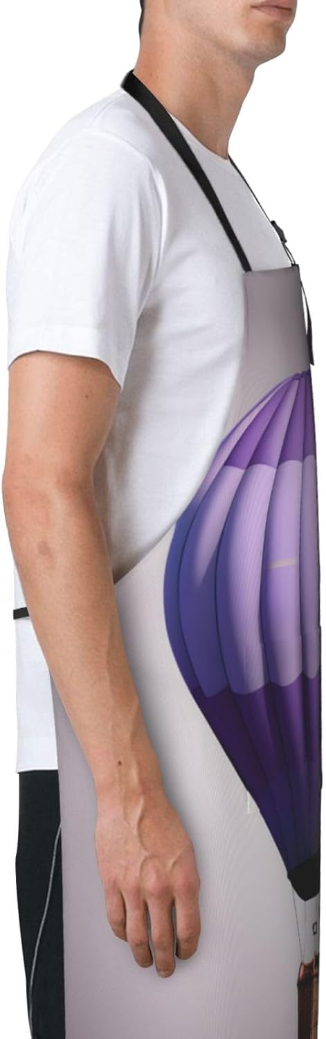 Lavender Hot Air Balloon Print Laundry apron 28x33 In Waterproof Kitch