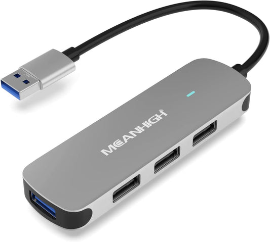 USB Hub 4 Ports, MEANHIGH Multiple USB A 3.0, 2.0 Splitter Portable Ad