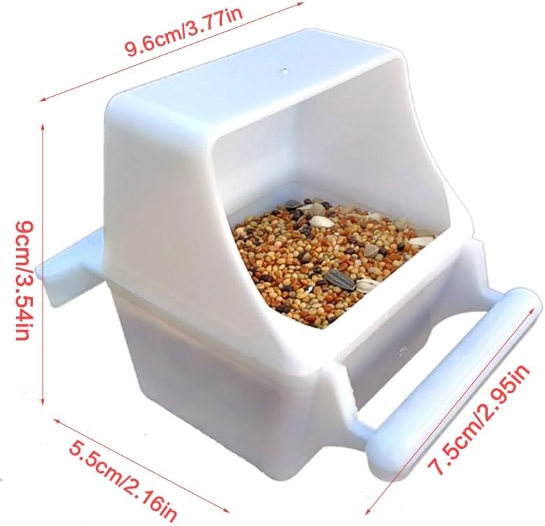 Hanging Bird Feeders for Cage Large Capacity Plastic Container with Perch for Cockatiel Conure Parakeet Plastic Bird Feeder for Cage