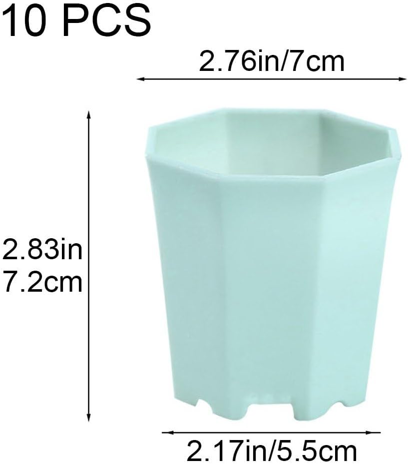 10pcs Octagonal Plant Pots, Plastic Flower Pots Mini Nursery Pots for 