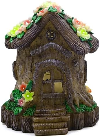 [Forestglow Haven: Stump Cottage Solar Auto-Sensing Tree Stump Night Light - Growth Ring Texture, Creative Decor for Garden, Patio & Indoors
