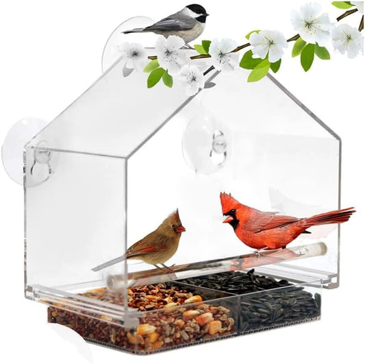 Window Bird Feeder, Transparent Bird Feeding Tool with Suction Cups fo