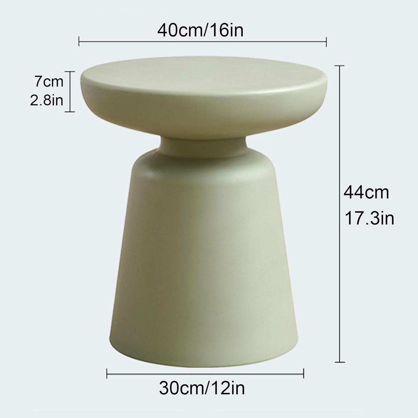 16" Round Side Table - Modern Coffee Table for Living Room & Garden, Versatile Plant Stand, Durable PE Material, Indoor & Outdoor Use (Green)