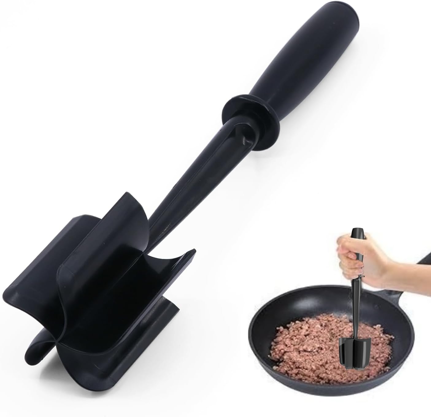 Meat Chopper, 5 Curve Blades Ground Beef Smasher, Heat Resistant Hambu