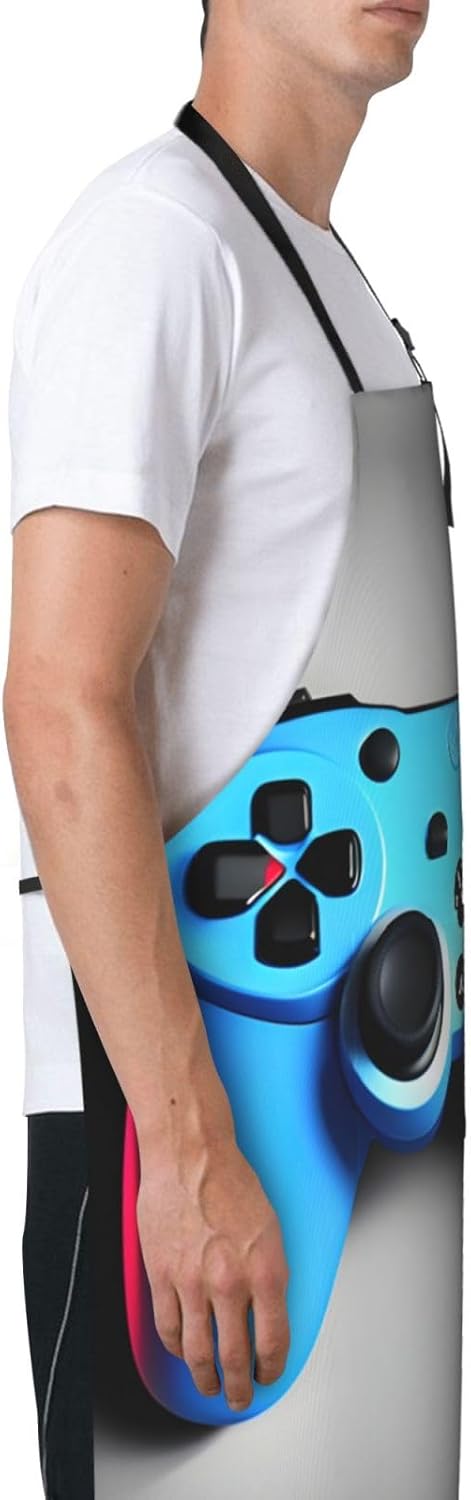 Blue Game Controller Print Laundry apron 28x33 In Waterproof Kitchen A