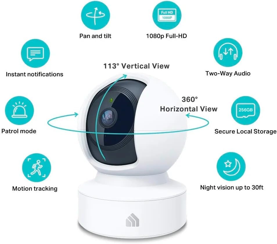 Kasa 1080p Indoor Pan/Tilt Wired Security Camera - Works as a Baby & P