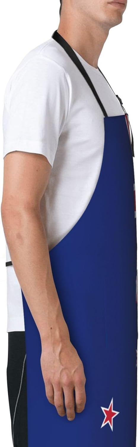 New Zealand Flag print Waterproof chef's apron with pocket apron for k