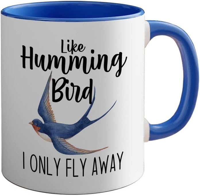 Bird Lover Two Tone Blue Edition 11oz - Humming Bird Fly Away - Hummin