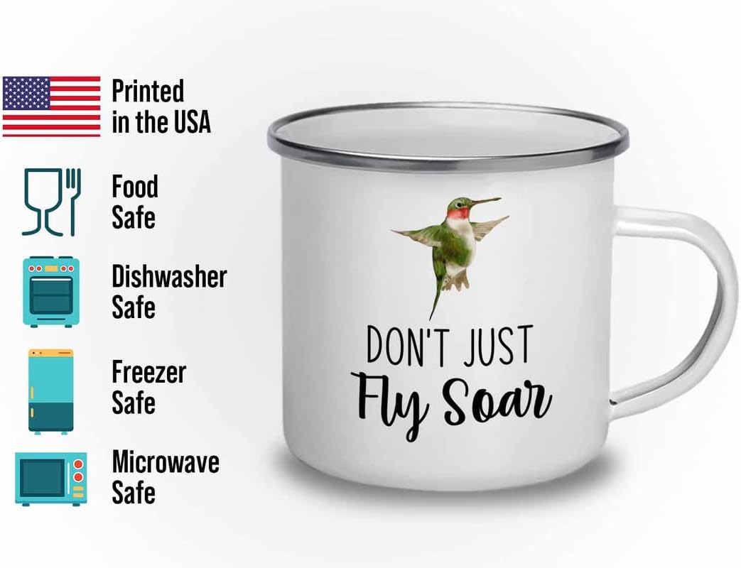 Bird Lover Camper Mug 12oz - Don't just fly soar - Hummingbird Nest Ca