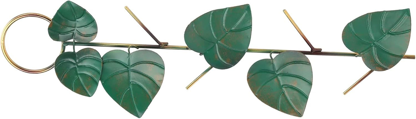 Pilipane Bird Feeder Metal Hummingbird Feeder Outdoor Hanging Type with Anti Coating for Garden Yard Decoration Green Leaves Design 45cm Length