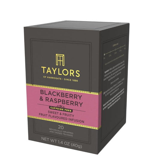 Taylors of Harrogate Blackberry & Raspberry, Herbal Tea, Individually Wrapped Bags, 20 Count (Pack of 1), Sweet, Tart & Tangy, Caffeine-Free, Enjoy Hot or Iced, 20 Teabags