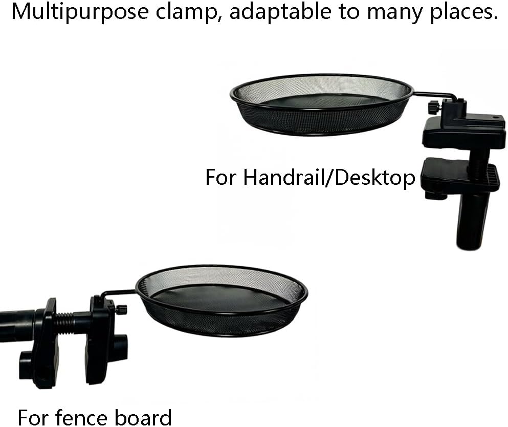 Railing/Fence/Pole Mount Bird Feeder 8" Metal Mesh Birdseed Tray for D
