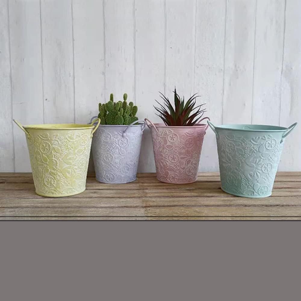 5.5IN Vintage Metal Flower Vase,Small Planter Pot Vase for Centerpiece Decor,Flowers Arrangements,Weddings (Pink)