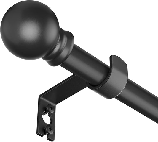 Black Curtain Rods for Window 28 to 48, 5/8 inch Small Decorative Curtain Rod Set with Brackets