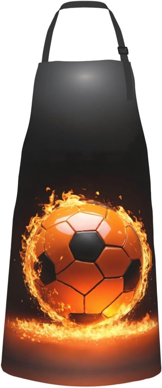 Soccer print Waterproof chef's apron with pocket apron for kitchen cooking baking barbecue and gardening