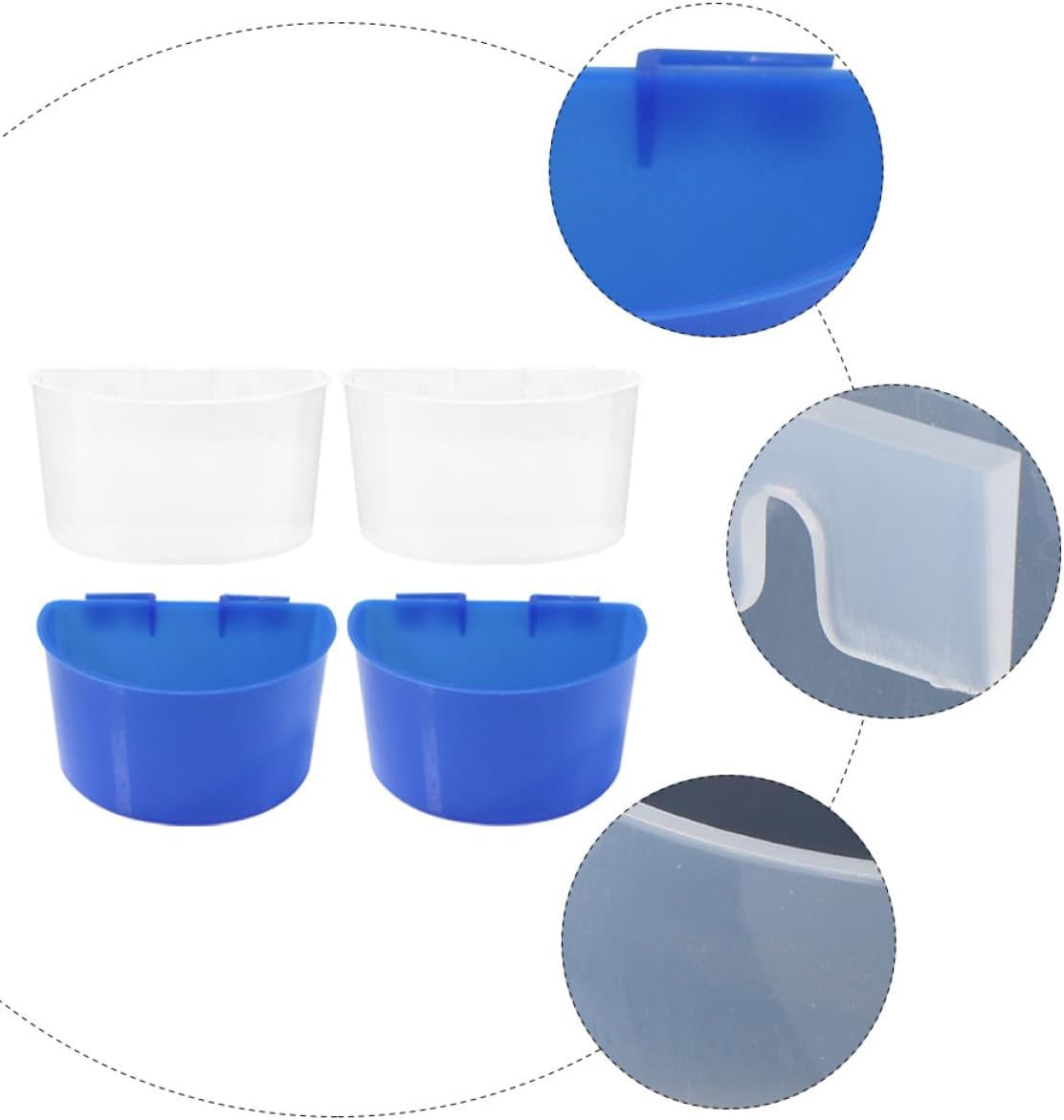 Milisten 12pcs Large Blue Hanging Bird Feeder Food Trough Water Cup Set for Bird Cage Feeding Pigeon Cage Accessory