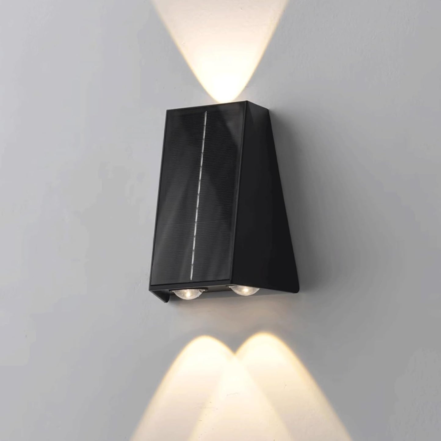 Solar Outdoor Wall Sconce, Up and Down Waterproof Wall Lamp, Wireless Solar Powered Wall Mounted Fixture, Exterior Wall Light with Motion Sensor for Garden Fence Patio Backyard Deck House
