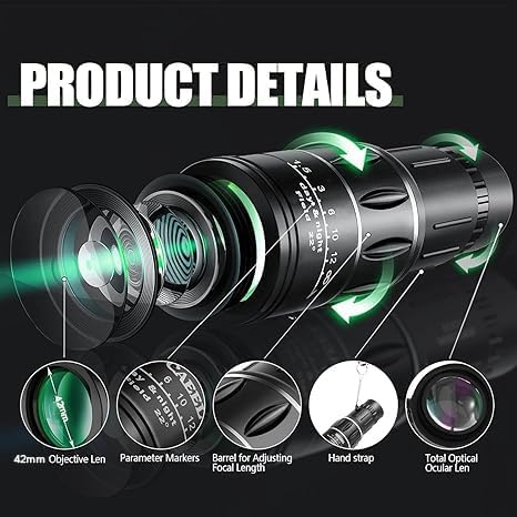 10X42 Mini Lightweight Monocular Telescope, Birthday Gifts for Men Dad Him Husband Teen Boys, BAK4 & FMC Prism Scope for Birdwatching Outdoors Hiking, Cool Gadgets