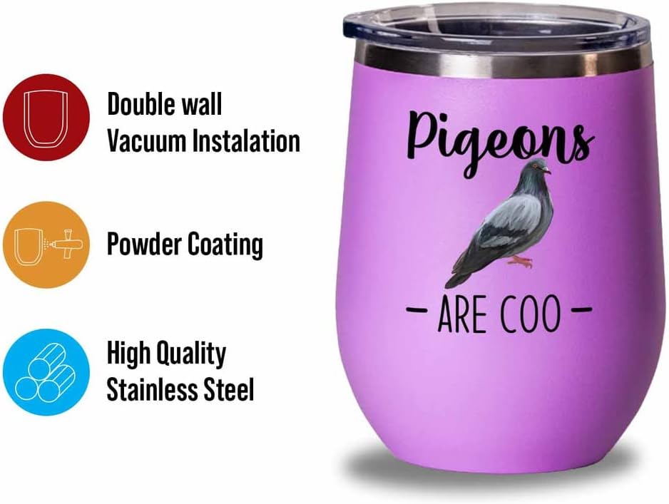Bird Lover Pink Edition Wine Tumbler 12oz - Pgeons are coo - Hummingbi