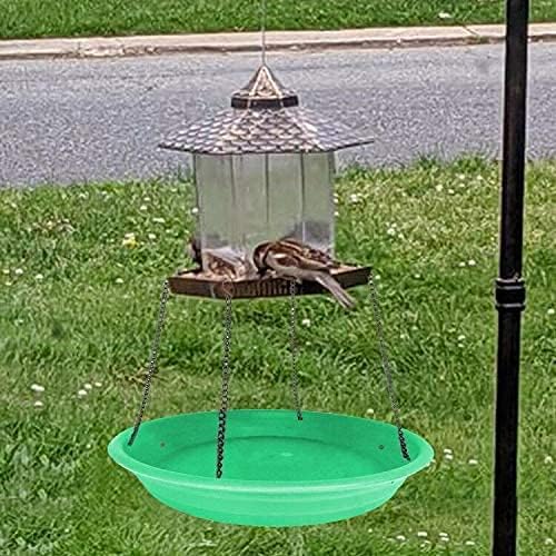 Green Multi-Purpose Bird Seed Catcher & Platform Feeder - Hanging Tray with Seed Hoop