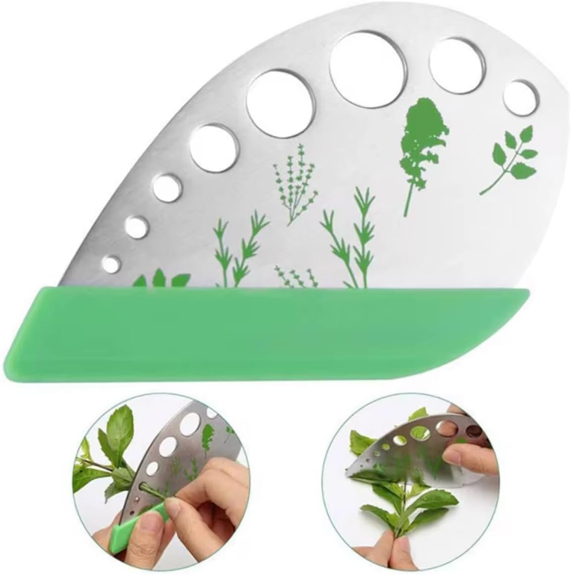 Herb Stripper, Green 9 holes Stainless Steel Kitchen Herbs Leaf Stripp