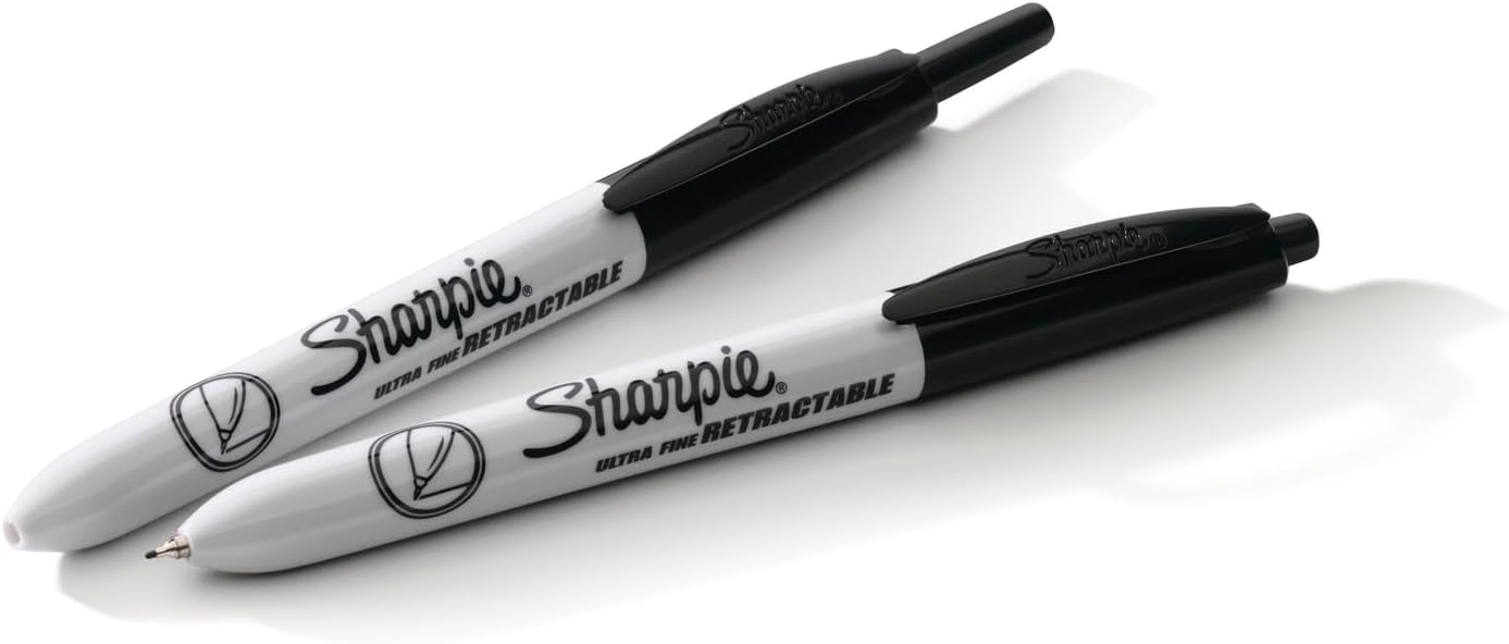Sharpie Retractable Permanent Markers, Ultra Fine Point, Black, 3 Count