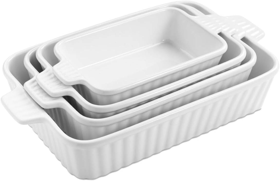 Ceramic Casserole Dishes Set of 4, Baking Dishes for Oven, Rectangular