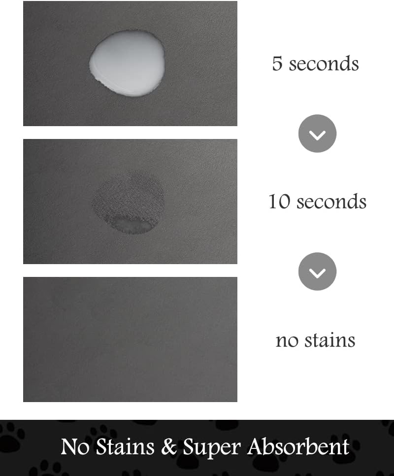 Pet Feeding Mat-Absorbent Dog Mat for Food and Water Bowl-No Stains Qu