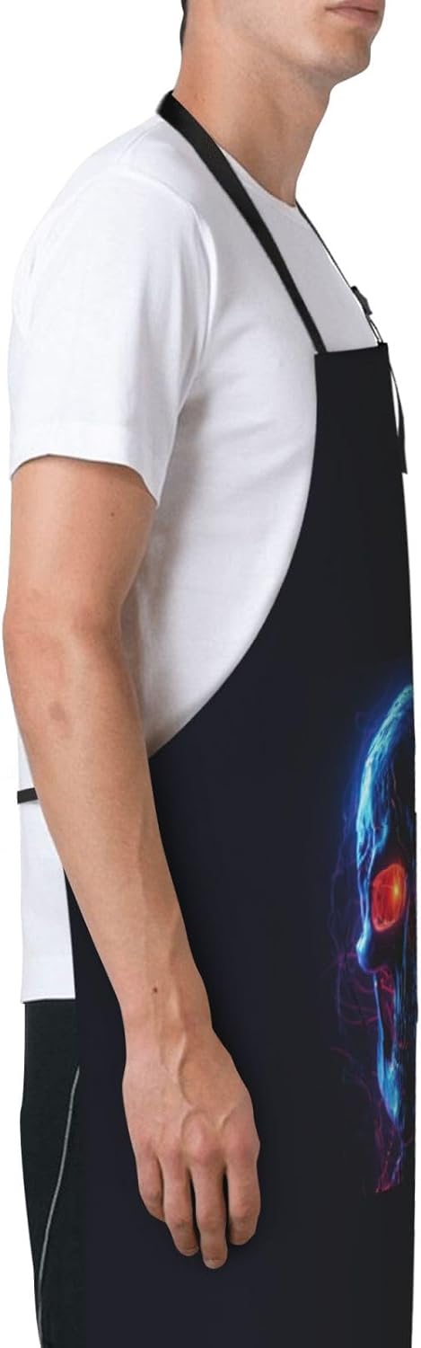 Halloween Skull print Waterproof chef's apron with pocket apron for kitchen cooking baking barbecue and gardening