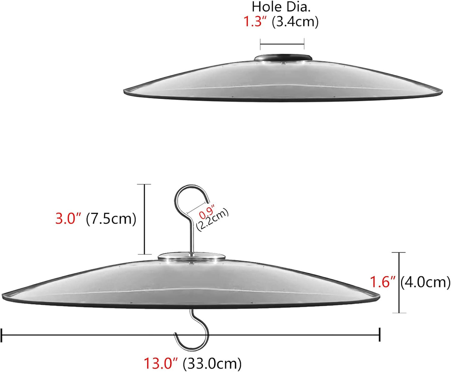 13" Glass Rain Guard for Bird Feeder Outdoors - Baffle on Shepherd Pole/Post or S Hook Hanging - Large Weather Guard Protective Dome - Dia. 33CM - Flower Daisy