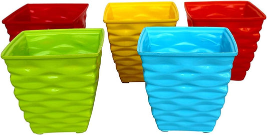 Plastic Diamond Pot Set (Multicolored, 5-Pieces)