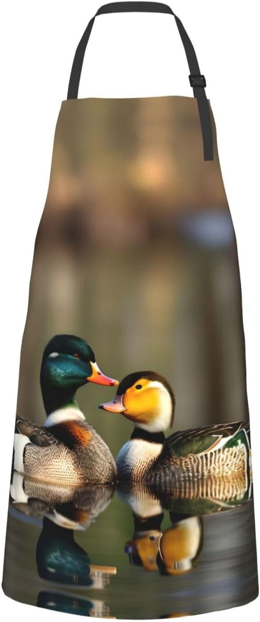 Mallard Ducks print Waterproof apron with pocket adjustable cooking apron for adult kitchen bibs to bake