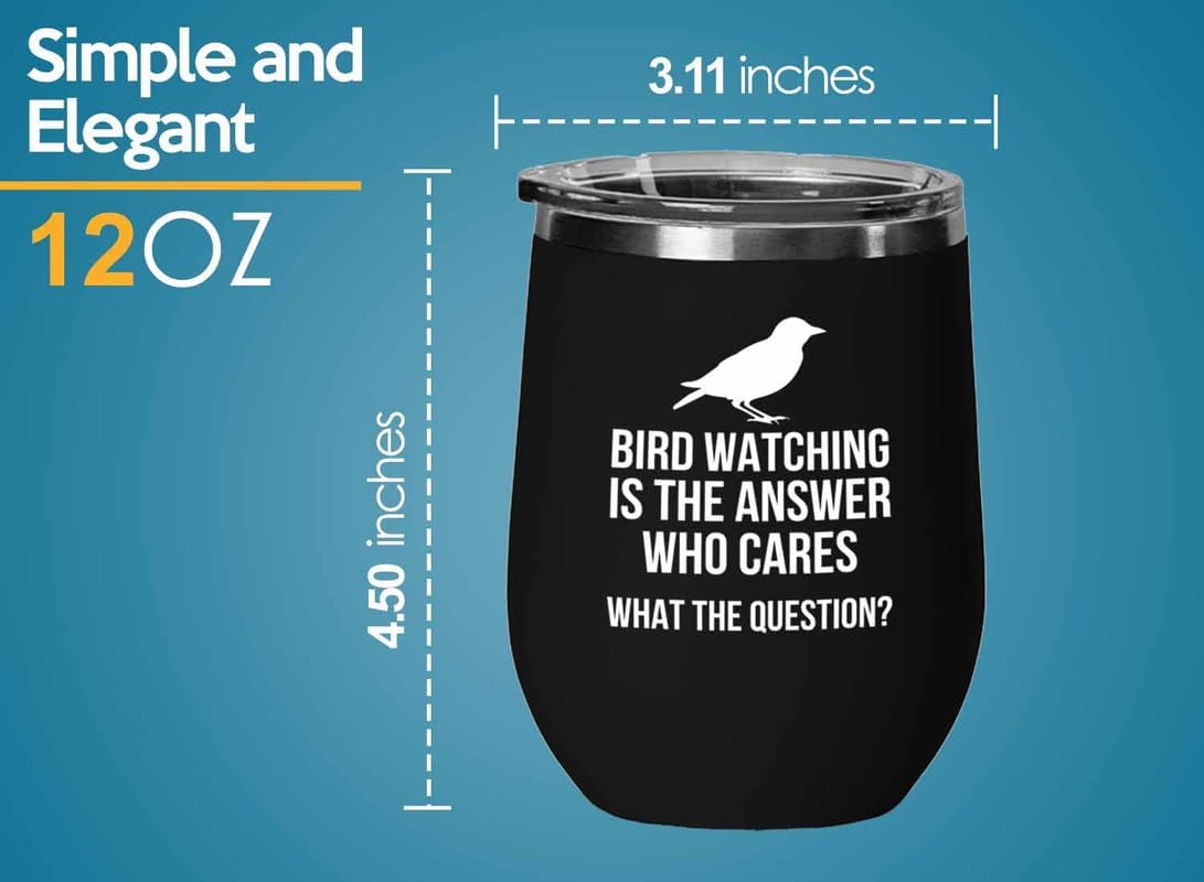Birding Black Edition Wine Tumbler 12oz - Bird watching is - Bird Feed