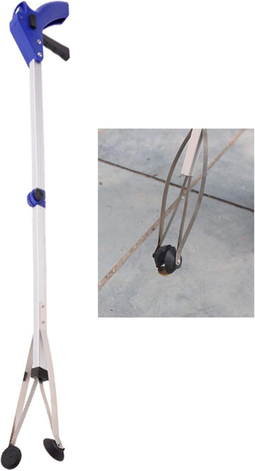 Foldable Reacher Grabber Tool,Long 32" Foldable Extender Gripper Tool, Suction Cups for Precise Work, Claw Trash Garbage Picker,Garden Nabber(Aluminum Square Tube)