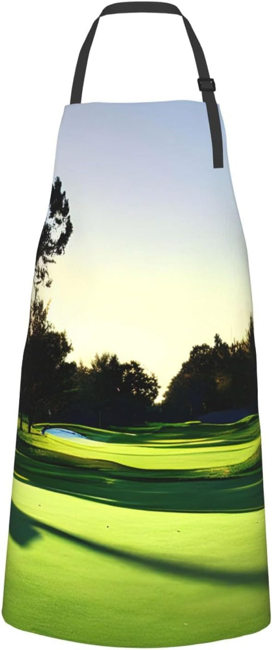 YANYU Golf Course Print 28x33 In Kitchen Apron Stylish Chef Apron with
